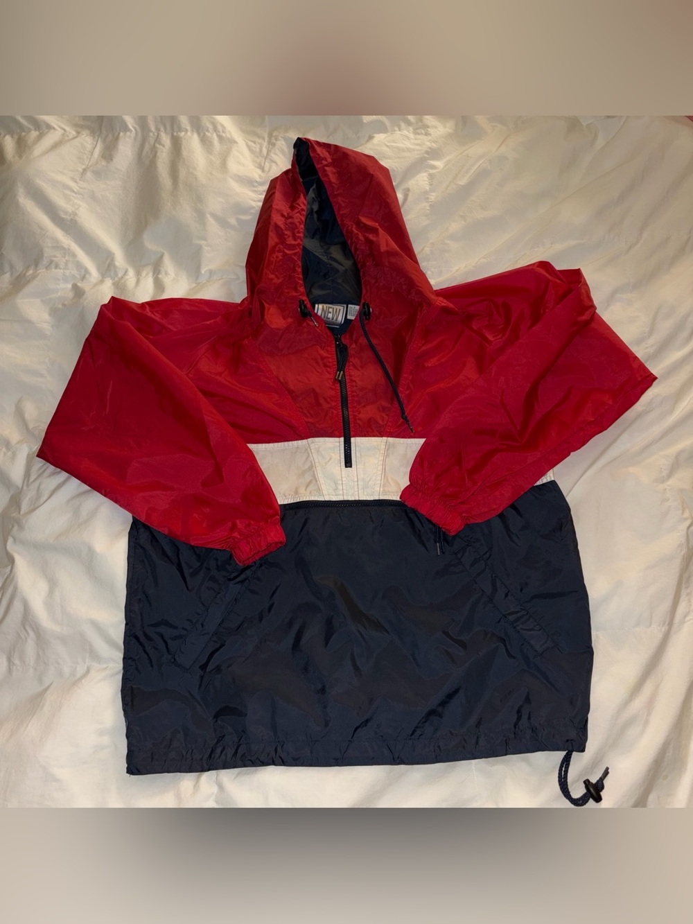 New York Classics Red, White, and Navy Blue Nylon Windbreaker Jacket size S